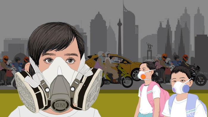 Ilustrasi polusi udara Jakarta