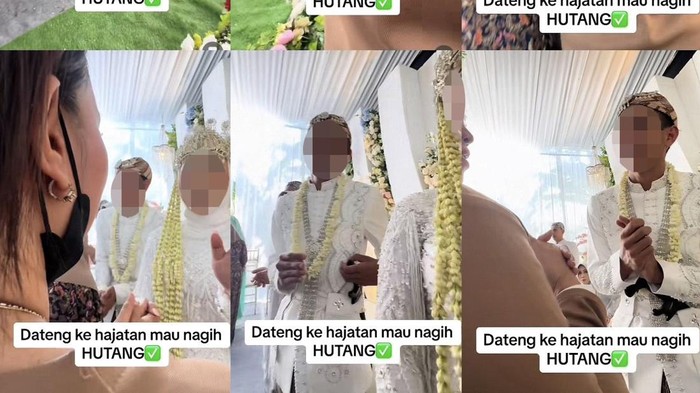 Wanita ini datang ke acara pernikahan untuk menagih utang ke pengantin, viral di media sosial.