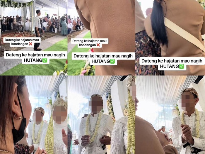 Wanita ini datang ke acara pernikahan untuk menagih utang ke pengantin, viral di media sosial.