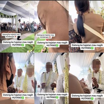 Wanita ini datang ke acara pernikahan untuk menagih utang ke pengantin, viral di media sosial.