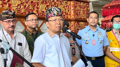 Gubernur Bali Wayan Koster di Bandara I Gusti Ngurah Rai, Badung, Kamis (22/6/2023).