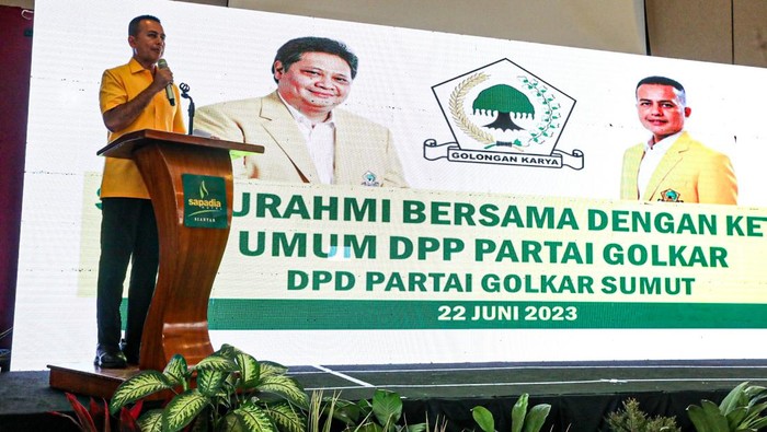 Musa Rajekshah saat acara silaturahmi bersama Ketua DPD Golkar tingkat kabupaten dan kota se-Sumut