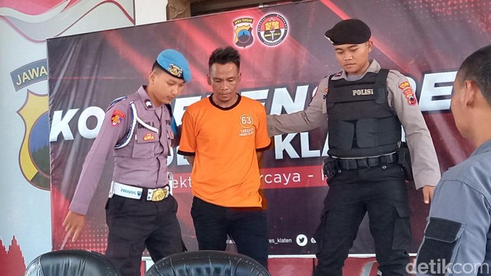Pelaku pembunuhan wanita disertai mutilasi di Klaten, Turah alias Daud saat di Polres Klaten, Kamis (22/6/2023).