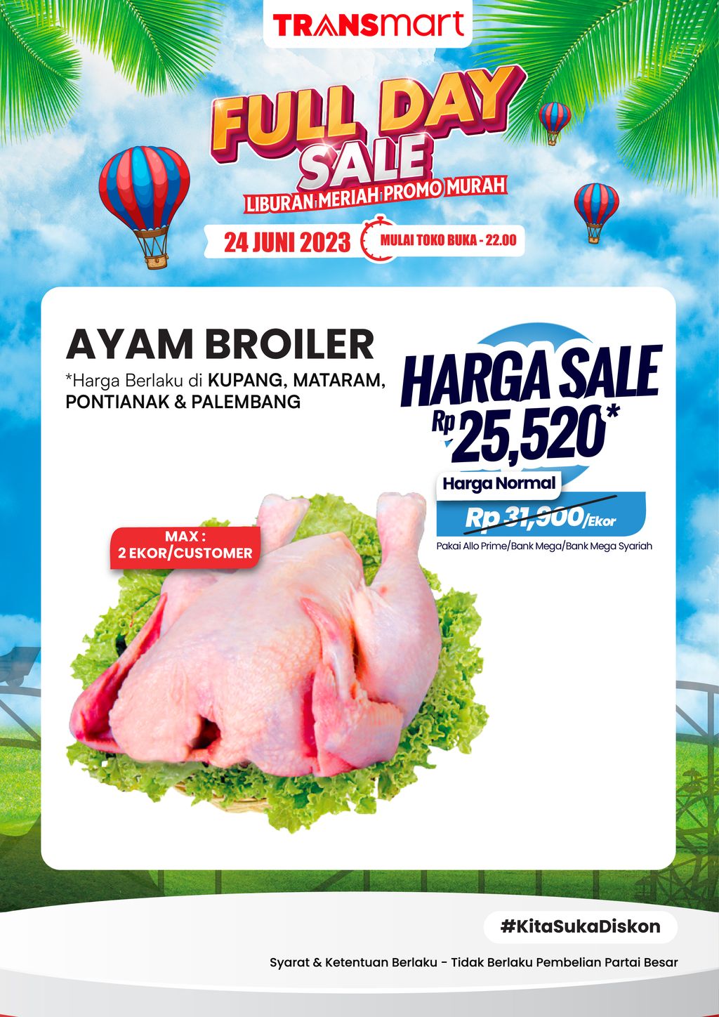 Program diskon produk buah dan bahan pangan segar dalam Transmart Fullday Sale. (Dok. Transmart)