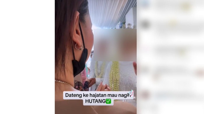 Wanita tagih utang ke pengantin di panggung resepsi