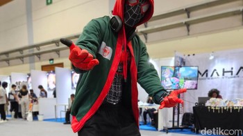 Cosplay Spider-man Miles Morales. Foto: Adi Fida Rahman/detikinet