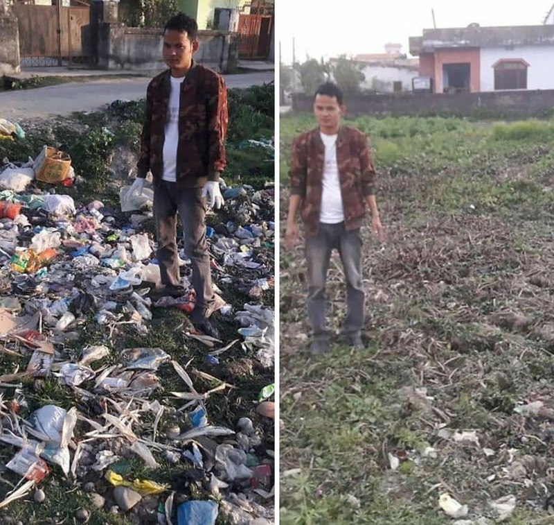 Foto sebelum dan sesudah dibersihkan