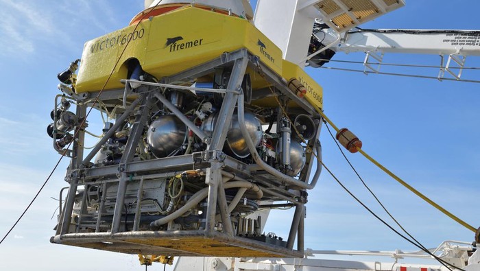 A view shows the ROV (Remotely Operated underwater Vehicle) Victor 6000 in this undated photograph released by Ifremer. Stephane Lesbats - Ifremer - CCBY/Handout via REUTERS  THIS IMAGE HAS BEEN SUPPLIED BY A THIRD PARTY. NO RESALES. NO ARCHIVES.