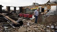 Sebuah restoran di Matador porak-poranda usai diterjang tornado. Annie Rice/Lubbock Avalanche-Journal via AP. 