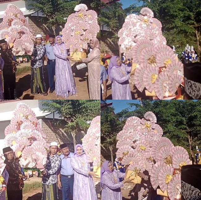 Kemudian perabotan rumah tangga yang memakai bahan kayu jati total Rp 250 juta. Orang tua mempelai pria sengaja membuat acara resepsi pernikahan mewah, hanya ingin membahagiakan anaknya. Karena momen pernikahan sekali seumur hidup.Iya memang pernikahan anak saya yang kemarin sempat viral di TikTok yang berlangsung di Sumenep. Seserahannya ratusan juta dalam berbentuk uang tunai, mobil baru, isi rumah dan perhiasan, ungkap Riyan selaku orang tua pengantin pria. Foto: Dok. TikTok @riyanputramadura.