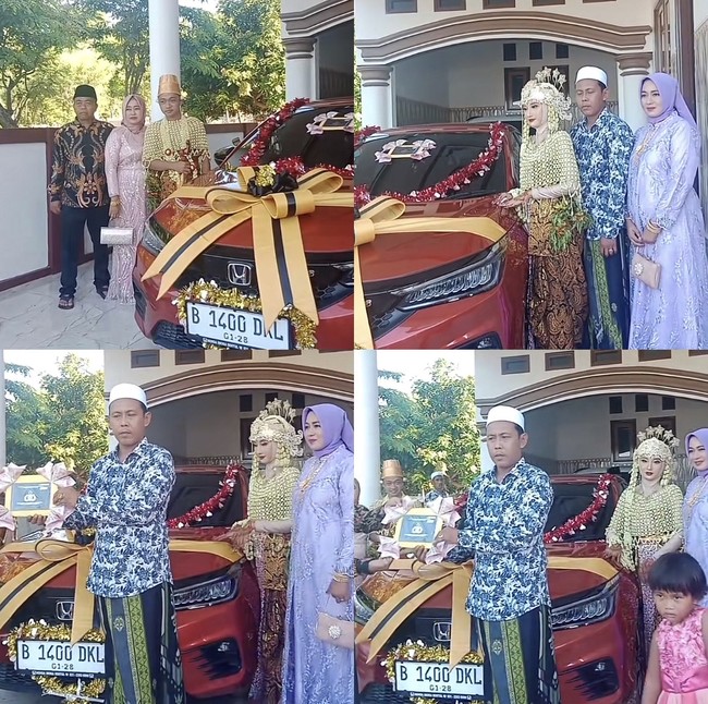 Riyan yang memakai peci dan baju batik lengan panjang itu mengungkapkan alasan mempersiapkan mahar mewah.Iya karena momen sakral. Jadi sekali seumur hidup. Warga Madura memang seperti ini. Berjuang untuk anak-anaknya agar bahagia, lanjut Riyan. Foto: Dok. TikTok @riyanputramadura.