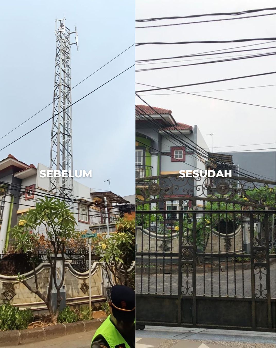 Tower BTS di Taman Semanan Indah, dulu dikomplain dan disegel, kini dibongkar. (Dok William A Sarana PSI)