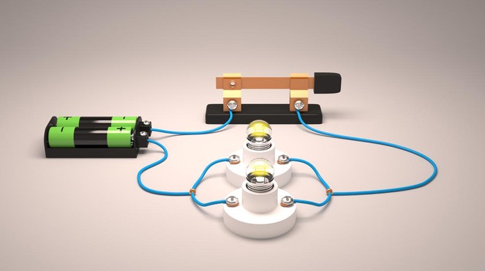 Simple electric circuit 3d render.