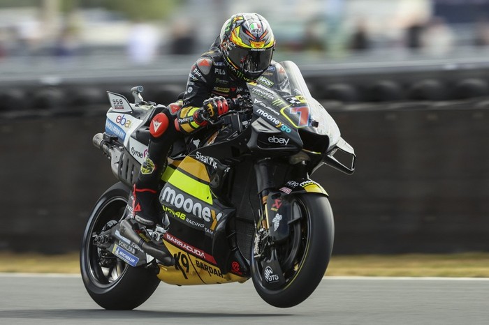 Ducatis Italian rider Marco Bezzecchi competes during the Moto GP qualifying pratice session at the TT circuit of Assen, Netherlands, on June 24, 2023. (Photo by Vincent Jannink / ANP / AFP) / Netherlands OUT