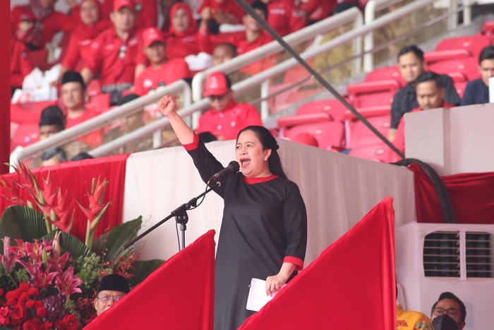 Puan Maharani saat sambutan di Puncak Bulan Bung Karno (dok.istimewa)