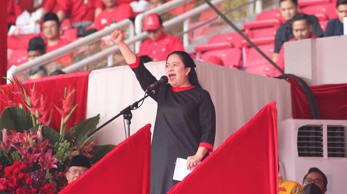 Puan Maharani saat sambutan di Puncak Bulan Bung Karno (dok.istimewa)