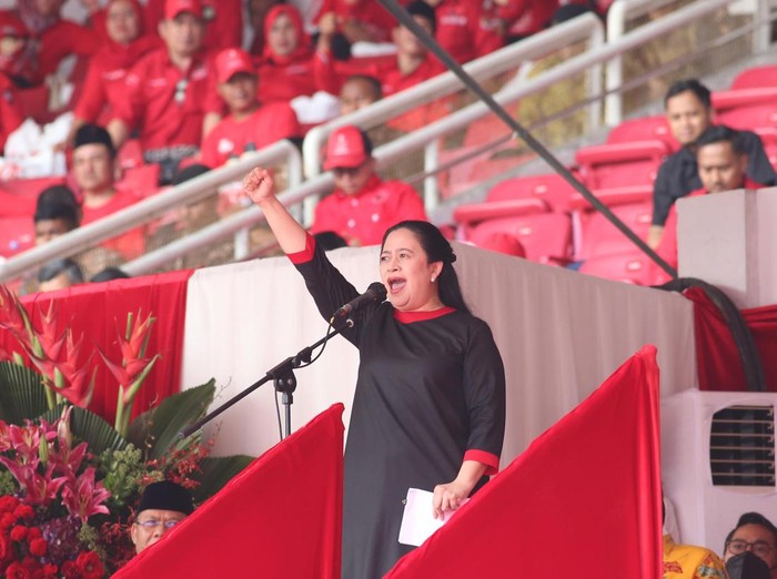 Puan Maharani saat sambutan di Puncak Bulan Bung Karno (dok.istimewa)