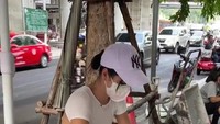  Di Thailand ada penjual makanan yang tengah viral. Penjual ini menawarkan martabak dengan isian telur dan pisang. Foto: TikTok/bangkokfoodie