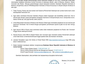 KBRI Moskow Keluarkan Kebijakan Keamanan untuk WNI Buntut Pemberontakan Wagner