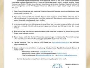 KBRI Moskow Keluarkan Kebijakan Keamanan untuk WNI Buntut Pemberontakan Wagner