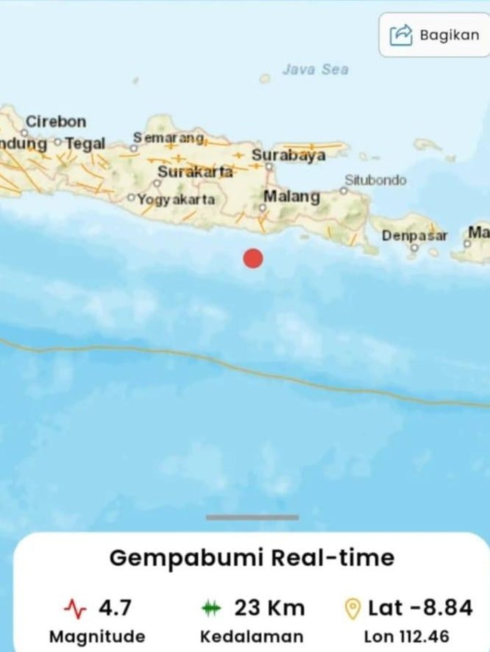 Gempa M 4,7 Malang Terasa Keras di Blitar