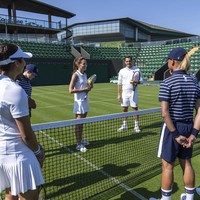 Pertemuan Kate Middleton dan sang legenda tenis terjadi dalam rangka menyambut turnamen Wimbledon 2023 yang mulai digelar pada 3 Juli mendatang di London, Inggris. Kehadiran mereka juga untuk memberikan dukungan bagi para ball boys & girls yang akan bertugas selama Wimbledon berlangsung selama hampir dua minggu nanti. (Foto: Thomas Lovelock/AELTC via AP)