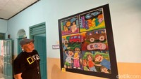 Kolase gambar yang dibuat anak-anak binaan Rumah Sabilulungan dibeli dengan harga Rp 800 ribu. Gambar ini paling mahal dibeli oleh pengunjung. (Foto: Wisma Putra/detikJabar)