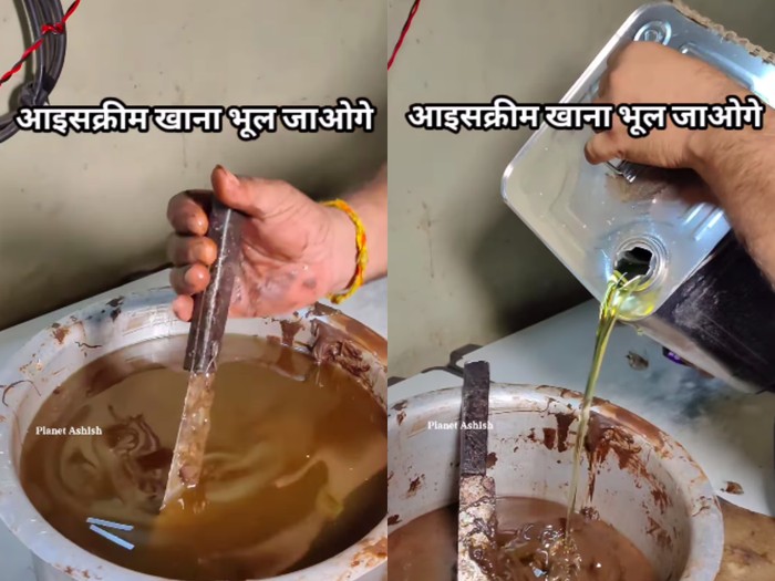 Saus cokelat dicampur minyak goreng