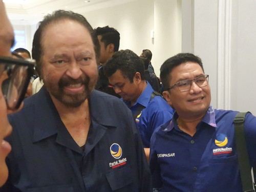 Ketua Umum Partai NasDem Surya Paloh saat di DPW Partai NasDem Bali, Senin (26/6/2023).