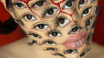 Wajah penuh mata, bikin merinding. Foto: Mimi Choi via Boredpanda