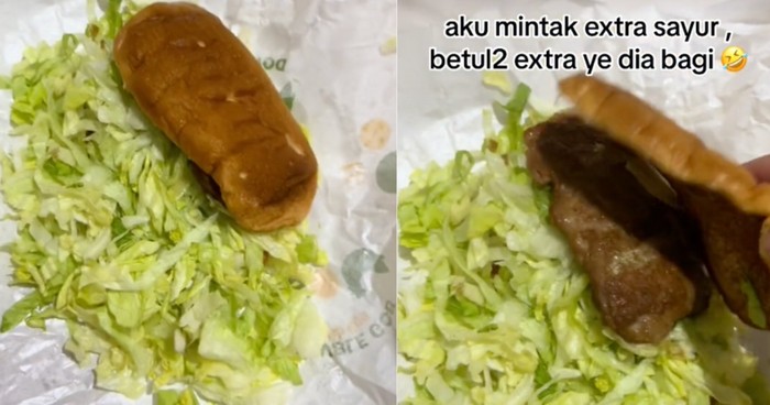 Minta Ekstra Selada Saat Pesan Burger, Tampilan Burgernya Bikin Ngakak