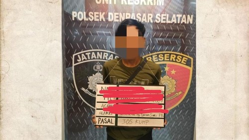 Salah satu pelaku pembuangan bayi yang masih berstatus pelajar di Polsek Denpasar Selatan.