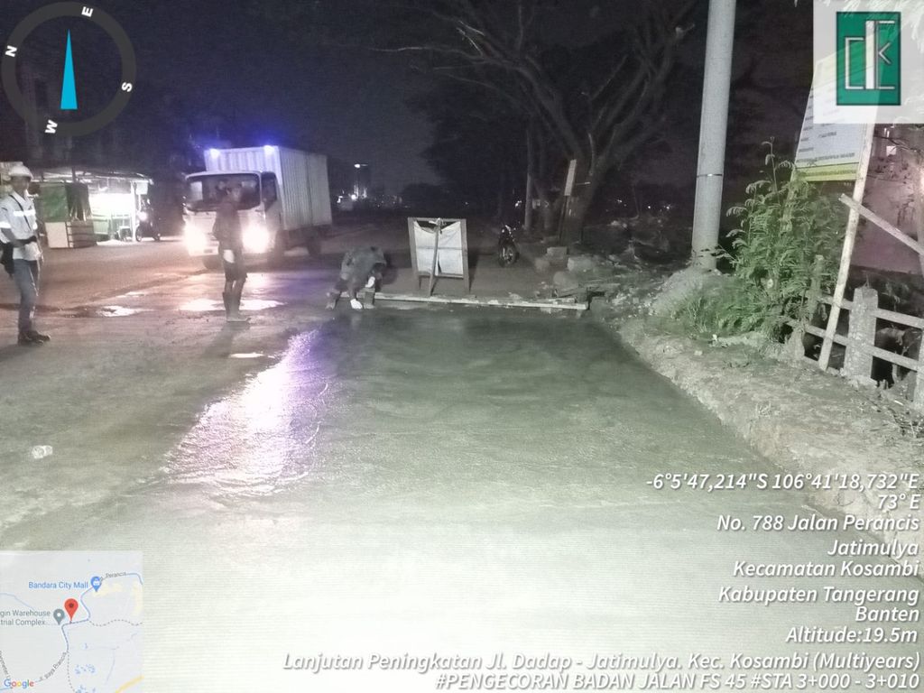 Pengecoran Jl Perancis ruas Kabupaten Tangerang, 26 Juni 2023 dini hari. (Dok DBMSDA Kabupaten Tangerang)