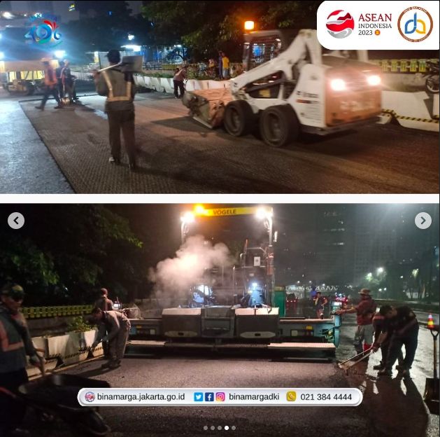 Perbaikan Jl Jenderal Sudirman, Jakarta, 27 Juni 2023. (Dok DInas Bina Marga DKI)
