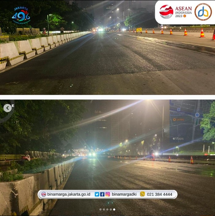 Perbaikan Jl Jenderal Sudirman, Jakarta, 27 Juni 2023. (Dok DInas Bina Marga DKI)