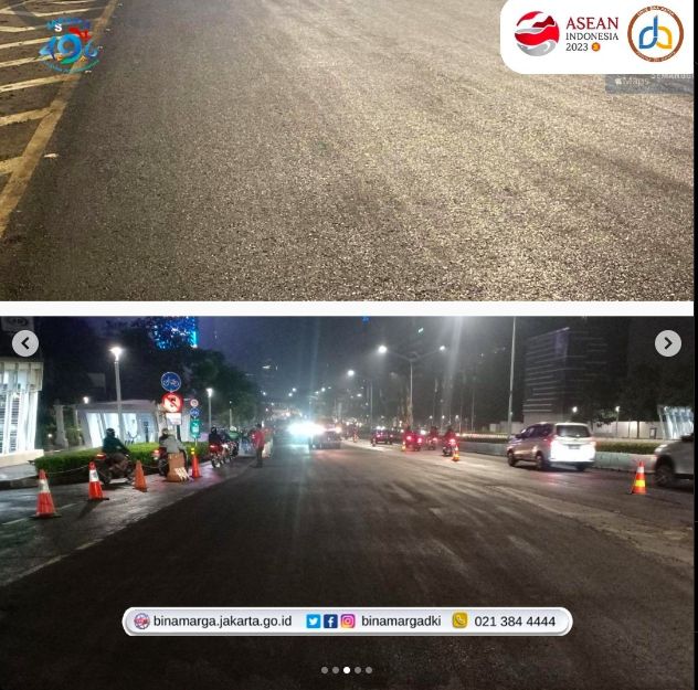 Perbaikan Jl Jenderal Sudirman, Jakarta, 27 Juni 2023. (Dok DInas Bina Marga DKI)