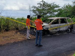 Polisi Cek Mobil Gosong Misterius di Temon Kulon Progo, Ini Hasilnya