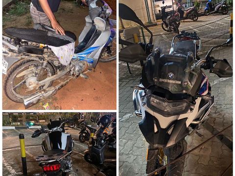 Sepeda motor yang terlibat kecelakaan di Jalan Hang Tuah Kecamatan Nongsa, Batam pada Senin (27/6) malam. (Foto:  Istimewa)