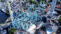 Begini penamp[akan dari dekat wahana roller coaster di Stockholm, Swedia, hingga menewaskan sedikitnya satu orang dan melukai sembilan orang lainnya.