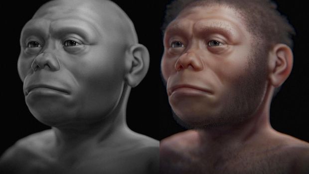 Hasil rekonstruksi wajah Homo floresiensis, kerabat manusia yang tinggal di Flores, NTT belasan ribu tahun lalu