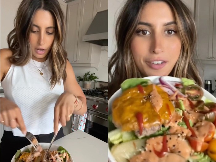 Salad cheeseburger 350 kcal