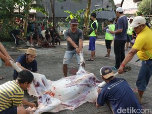 Umat Muslim di Bekasi Laksanakan Pemotongan Hewan Kurban