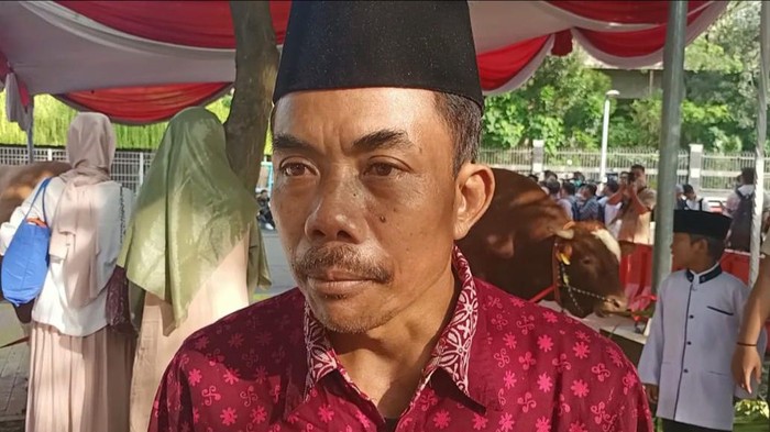 Untung penjaga sapi kurban Jokowi di Istiqlal, Jakarta.
