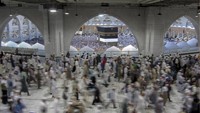 Pemerintah Arab Saudi mengungkap jumlah jemaah haji 2023 mencapai lebih dari 1,8 juta orang, meski begitu jumlah ini masih dibawah perkiraan Arab Saudi. AP/Amr Nabil  