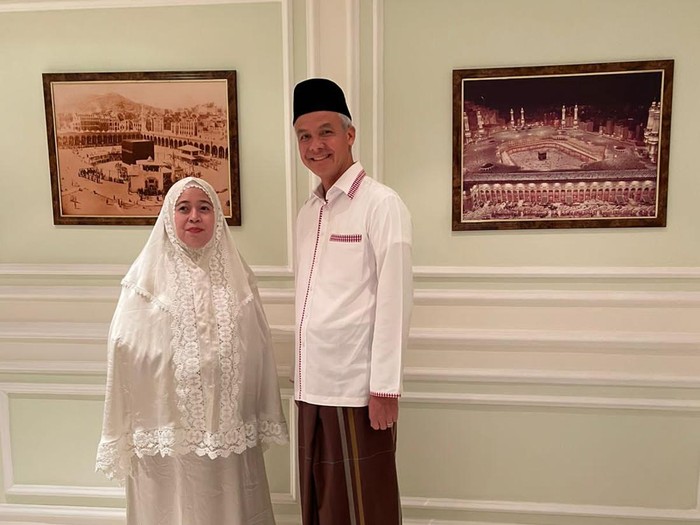 Ganjar dan Puan Maharani saat bertemu di Makkah.