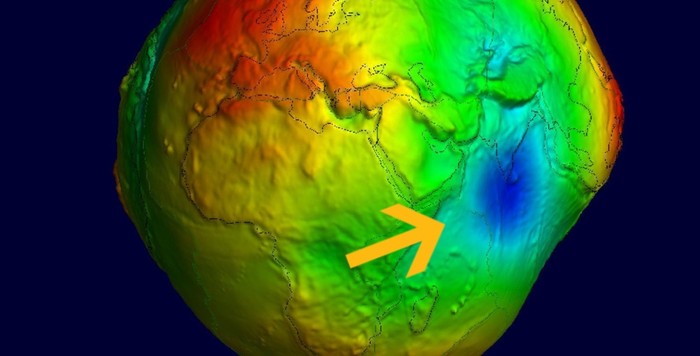 Tampilan geoid yang membuat Bumi penyok