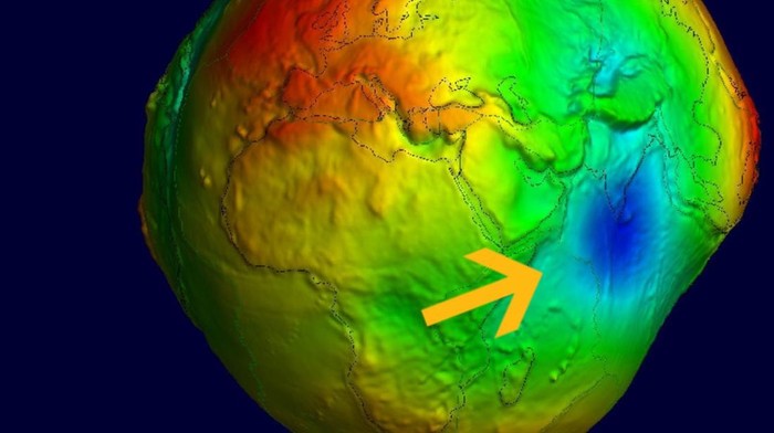 Tampilan geoid yang membuat Bumi penyok