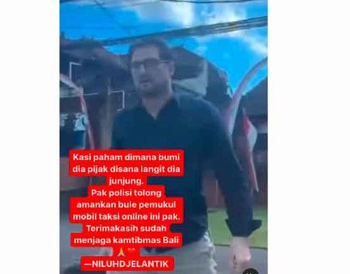 Viral video bule menyetop mobil diduga angkutan online yang tengah membawa dua penumpang di kawasan Dalung, Kuta Utara, Badung, Bali. (Tangkapan layar)
