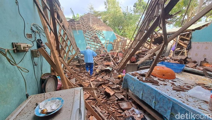Bangunan rumah Katimin (83) di Dusun Karakan RT 02 RW 07, Desa Dlepih, Kecamatan Tirtomoyo, Wonogiri, Sabtu (1/7/2023).