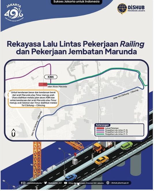 Detail rekayasa lalu lintas selama proyek perbaikan jembatan Marunda di Jakarta Utara (dok. Dishub DKI)